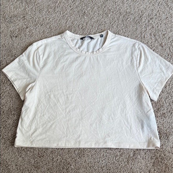 CUTS Almost Friday Crewneck Cropped Athletic Cream Short Sleeve Tee - Picture 2 of 8